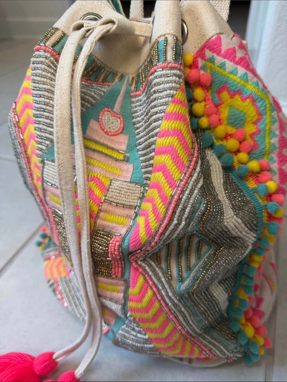 America & Beyond Teal Canvas Backpack Tote - Women's Casual Bag